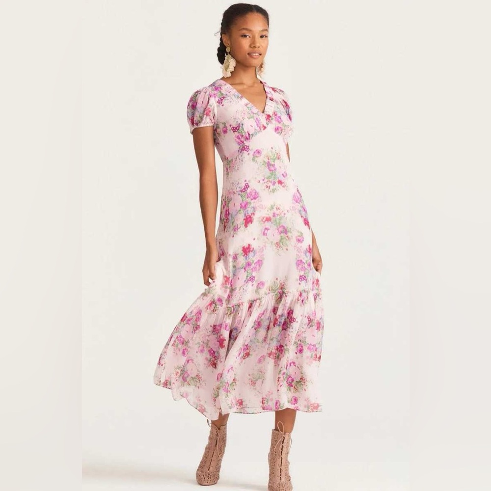 loveshackfancy shontelle floral print midi dress